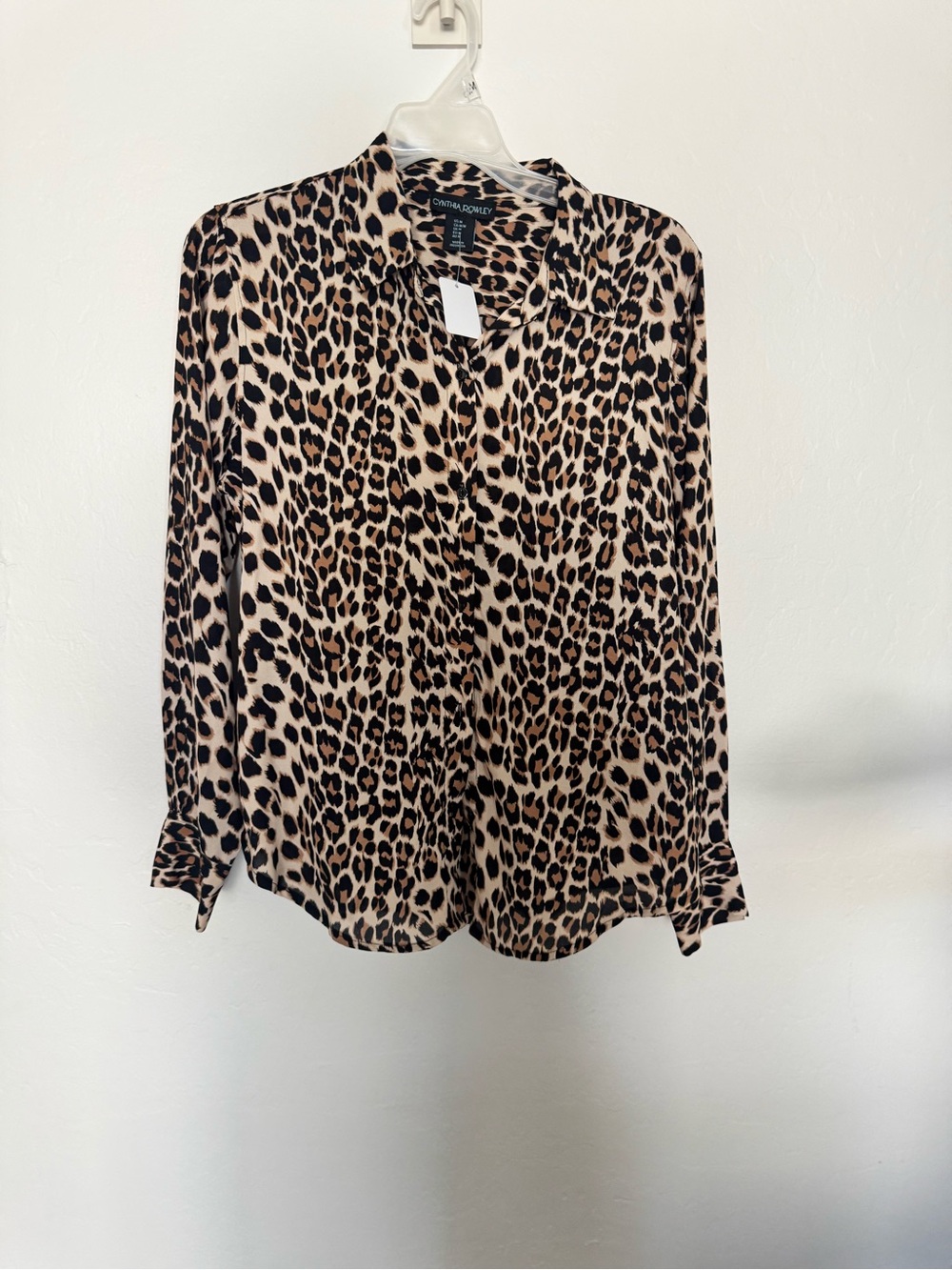 Cynthia Rowley Leopard Print Button-Up Blouse - Beige/Black